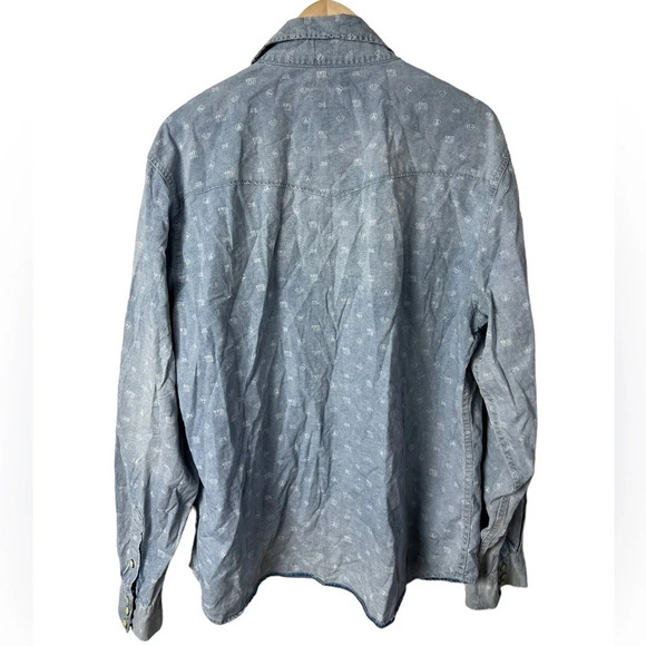 True Religion • All Over Logo Chambray Button Down Long Sleeve Shirt - Picture 2 of 10
